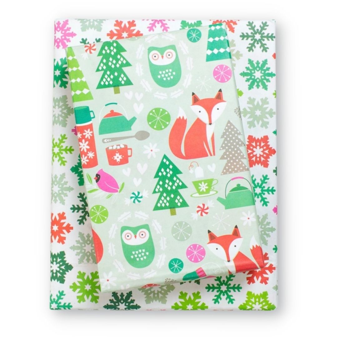 Festive Forest/ Snowflake Confetti - Eco Christmas Wrapping Paper